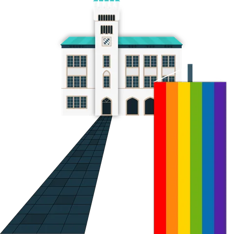 Regenbogenflagge am Rathaus